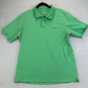 VINEYARD VINES Classic Fit Mens Green Cotton Polo Short Sleeve Whale Size Large
